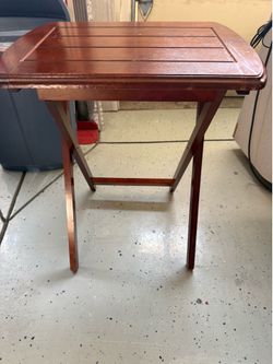 Classic Wooden Folding TV Tray / Accent Side Table