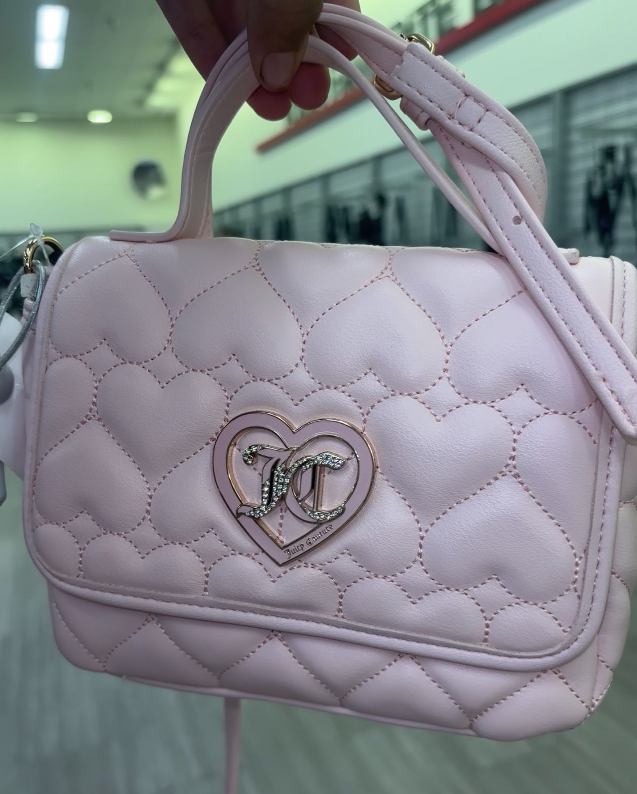 Juicy Couture Heart Quilted Blush Flawless Flap Crossbody