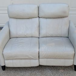 Leather power loveseat recliner