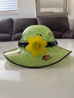 VINTAGE Murano Style Art Glass Hat - Massive Millefiori & Confetti Bowl