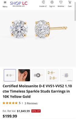 10K Yellow Gold 3mm Moissanite Studs