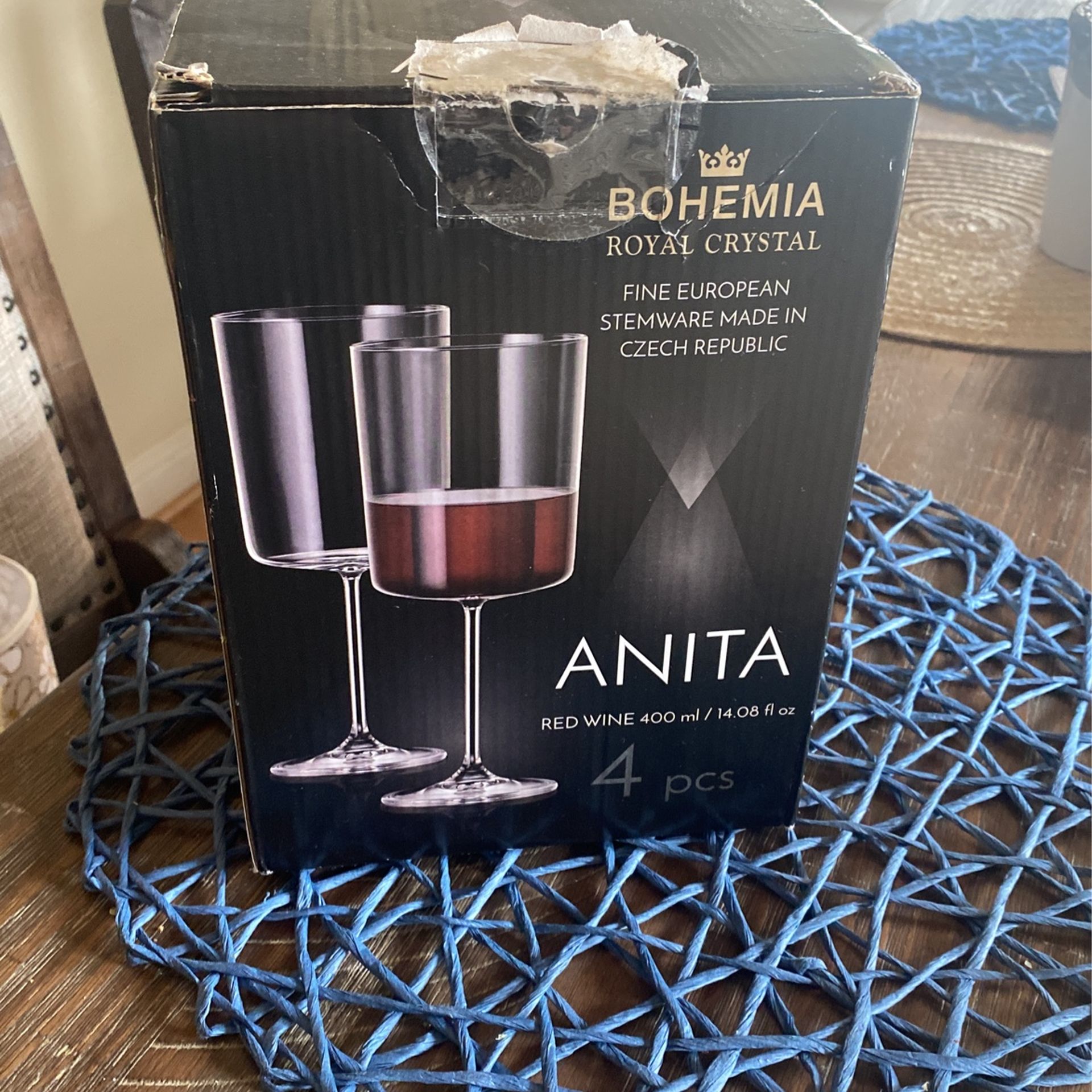 Bohemia Royal Crystal !! Wine Crystal Glass 4 Pcs