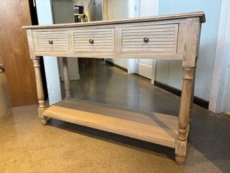 HOBBY LOBBY Beige Slatted Wood Console Table