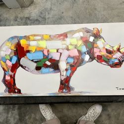 Rhino Painting on Canvas 2FT x 4FT