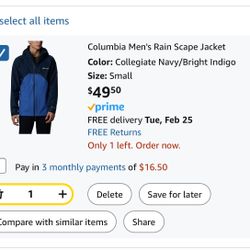 Men’s Rains scape Columbia jacket Size Small 