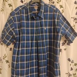 Cinch Shirt Men's XXL Blue Plaid Short Sleeve Western Cowboy Button Up NWOT 