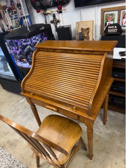 Mid Century Roll Top Desk & Chair
