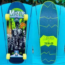 Rare Misfits X ZERO-A.D. Shaped Complete Skateboard 9.5” OJ II TEAM RIDERS 61mm