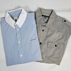 Old Navy Set Of 2 Men's Casual Button Down, Y2K Long Sleeve  EUC