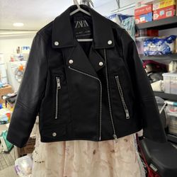 Zara Girl Leather Jacket Size 6-7
