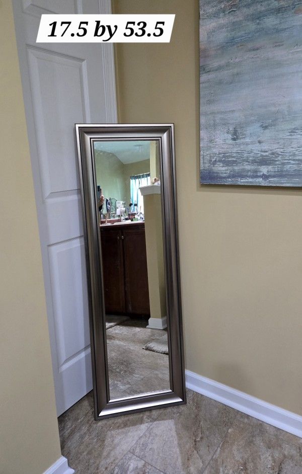 LARGE PEWTER METALLIC FRAMED WALL MIRROR