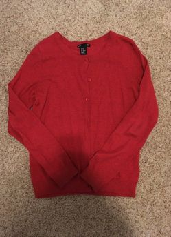 H&M Red Cotton Long Sleeve Cardigan 34/S