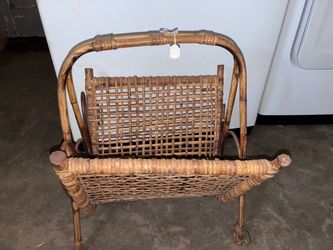 Vintage Rattan Wicker Magazine Rack