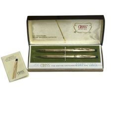 Vintage Cross 12 KT Gold Filled Pen & Pencil Set No. 6601 w/ Original Box-NOS