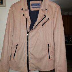 Zara Man Pink Suede Moto Jacket