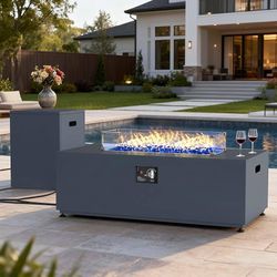 42-Inch Outdoor Fire Pit Table for Patio, 55000 BTU, Propane, with Concealed Fuel Tank $150