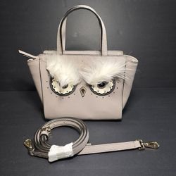 EUC Kate Spade Gray Owl Hadlee Leather Satchel Crossbody,