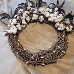Wreath,  Cotton & Feathers