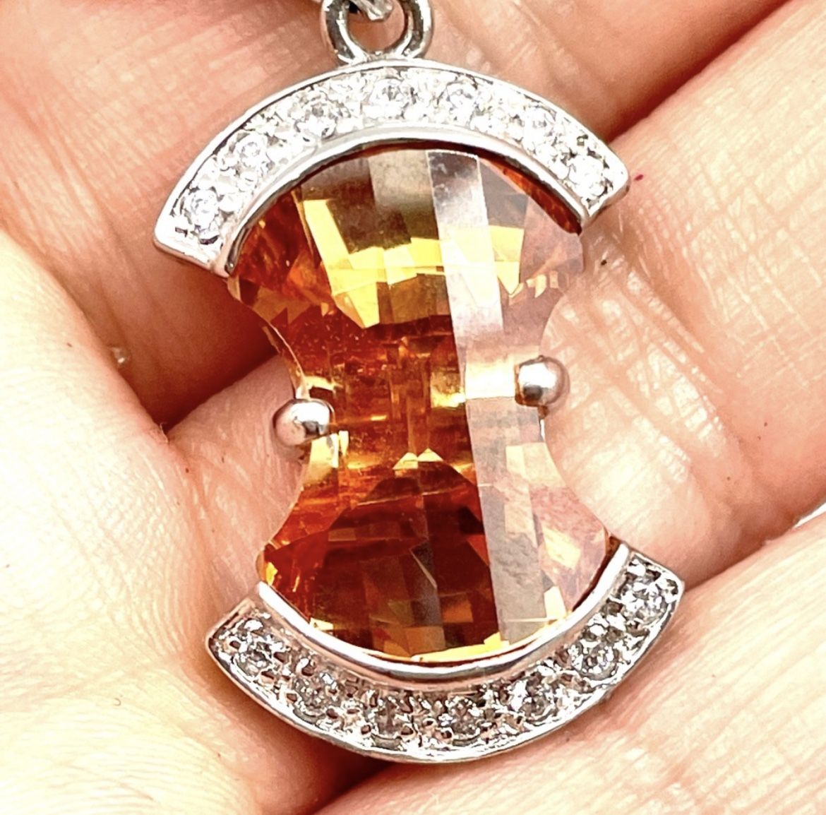 Sweet Sterling Faceted Pendant Necklace