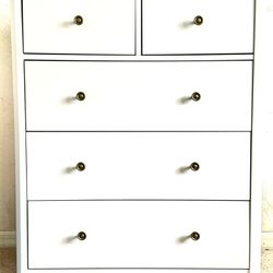 Tall Dresser Chest of Drawers, 5 Drawer with Deep Space (WHITE)