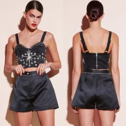 Fleur Du Mal crystal-embroidered duchess satin 