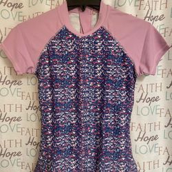 Eddie Bauer Youth Girls Swimming Set, Tee/Short, Size L (14/16)
