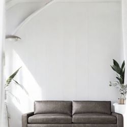 Restoration Hardware New Maxwell 8 Foot Grey Leather Sofa