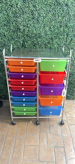 DREAMADE Rolling Cart with 15 Drawers, Utility Cart with Removable Storage Drawers, Lockable Wheels, Art Cart for Home Office Living Room Art Supplies