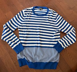 Men’s LG Express Blue & White Striped Crewneck Sweater