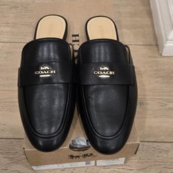 Brand New Coach Black Samie Leather Slide on Mule Shoes Size 7.
