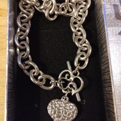 Heart Charm Alloy Bracelet $13