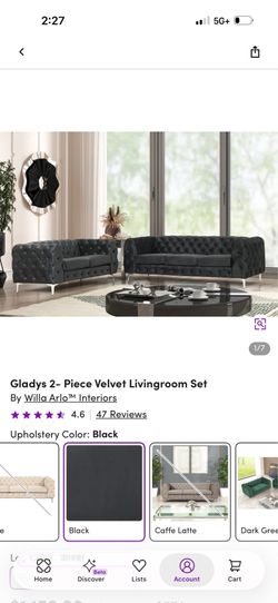 Gladys 2 piece Velvet livingroom Set