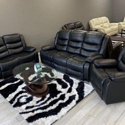 New Living Room Three-piece Reclining Sofa Loveseat And Recliner Including Free Delivery
