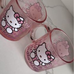 New Pink Glass Hello Kitty Mugs
