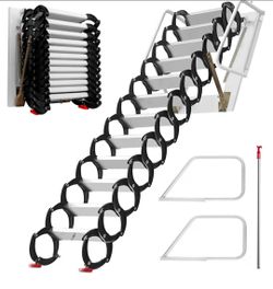Wall Mounted Attic Stairs Pull Down 12 Steps
10.85 FT Retractable Alloy Attic Folding Stairs Loft Ladder