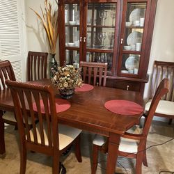 Formal Dining Room Set (6) Chair Additional Panel, And China Cabinet And Hutch 