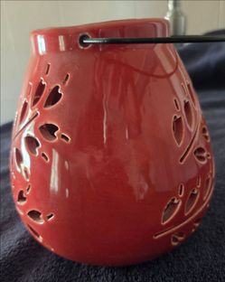 Burnt orange candle holder 7 inch