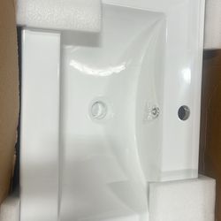 30 in. W x 18.25 in. D Ceramic Vanity Sink Top with 3-Hole Rectangular Single Sink Basin, White
