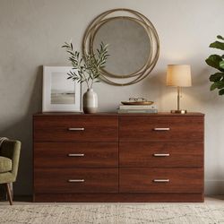 Modern 6-Drawer Dresser – Walnut – Brand New in Box