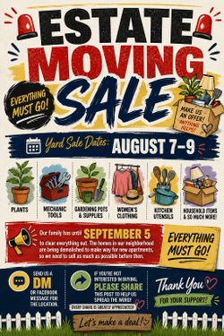 🚨 ESTATE MOVING SALE 🚨