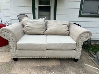 Stylish Linen Loveseat Sofa – $50– Needs Cleaning – Priced to Sell