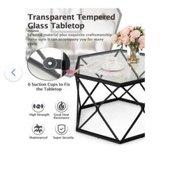 Modern Accent Geometric Glass Coffee Table Blk New In The Box 