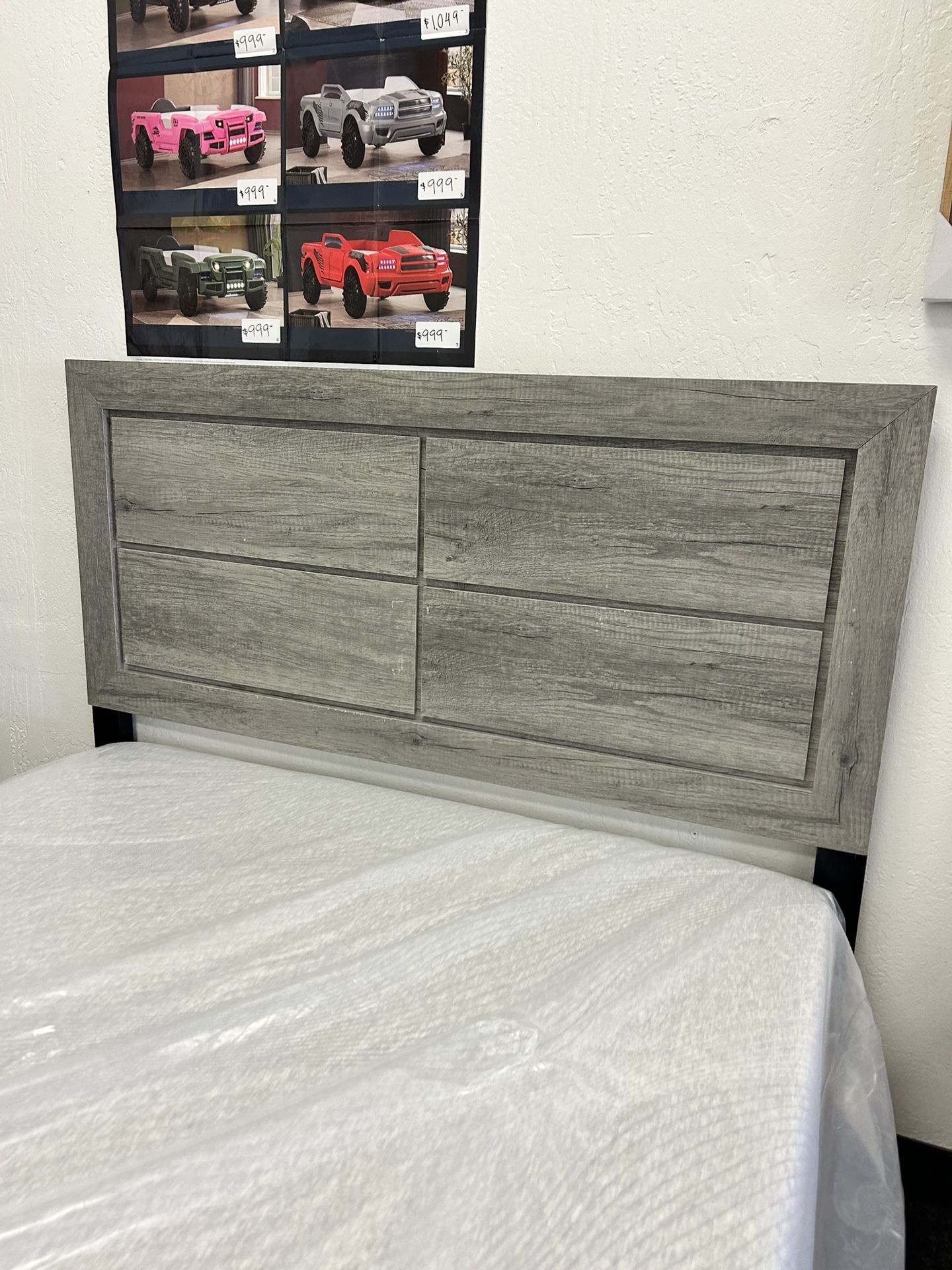 King Platform Bed Frame Grey Wood
