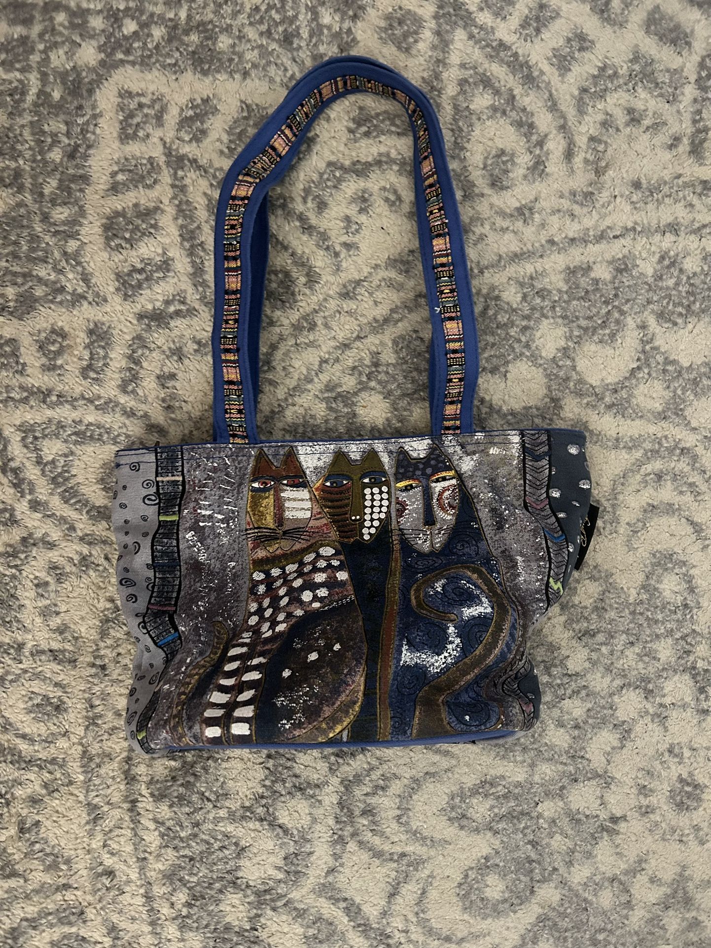 Vintage Laurel Birch Cat Blue Bag For Women