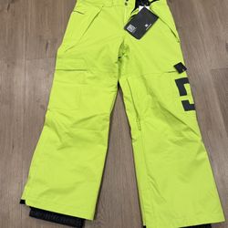 DC Snowboard Ski Pants 5000 MM Waterproof Insulated Youth Medium Lime Green NWT