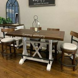 BRAND NEW // Valebeck Brown Counter Height Dining Table and Bar Stools Set  by Ashley Furniture // Financing & Delivery Available 