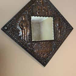 Antique Spanish American War Punched Tin Mirror