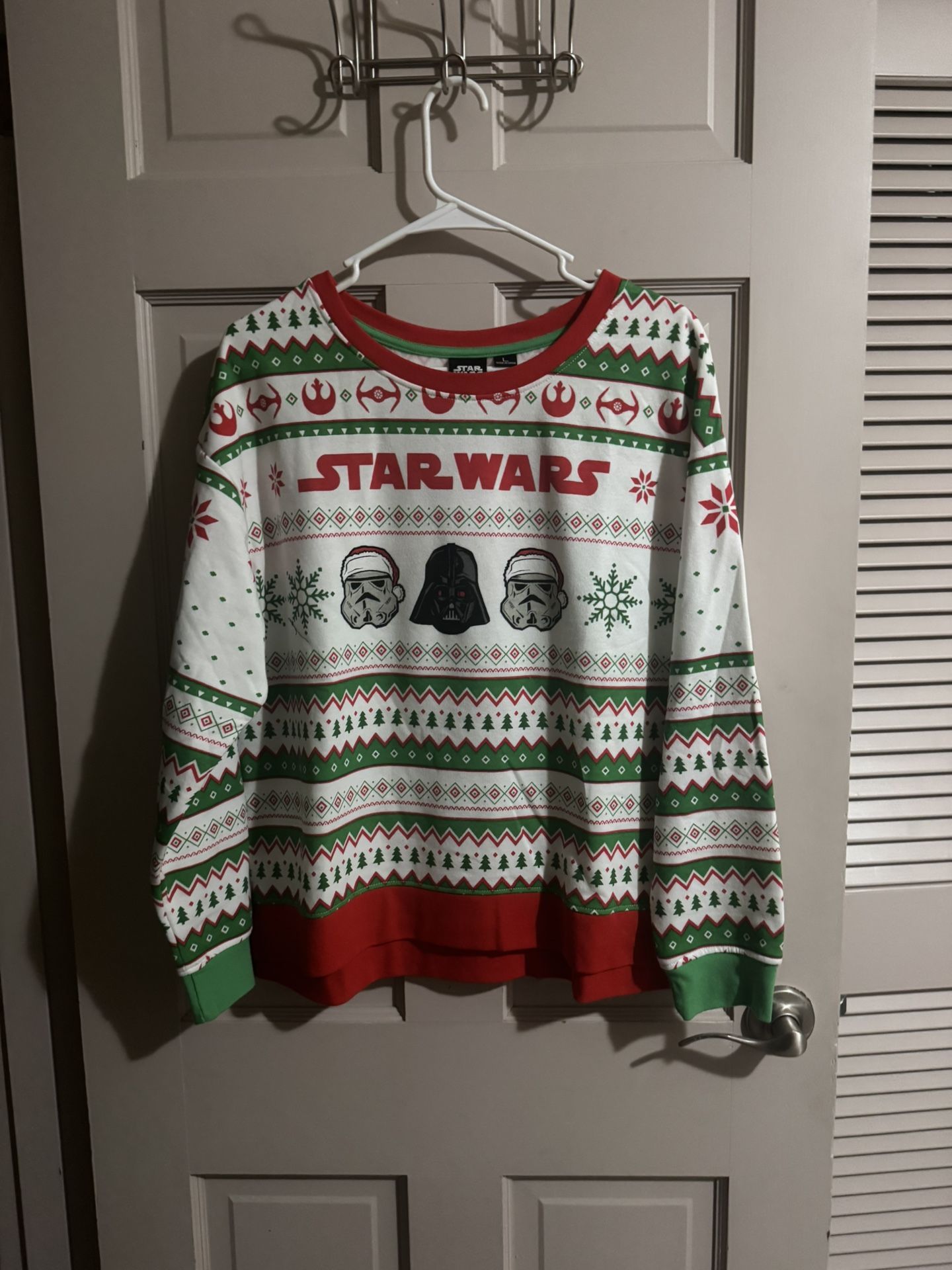 Star Wars Women’s Ugly Christmas Sweater Darth Vader & Stormtrooper Size Large