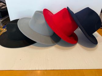 (4) Classic Wide Brim Fedora Hat Felt Panama Jazz Cap