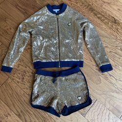 LITTLE MARC JACOBS Outfit Gold Sequin Navy Size 8 /126